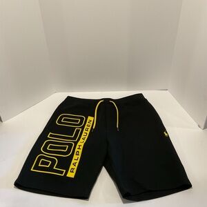 Polo Ralph Lauren Black Logo Sweat Shorts Yellow Big Logo Men’s Medium